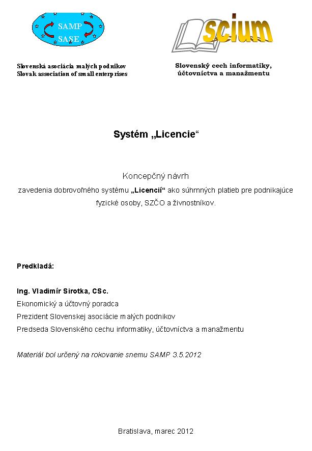 Systém „Licencie“   Koncepčný návrh